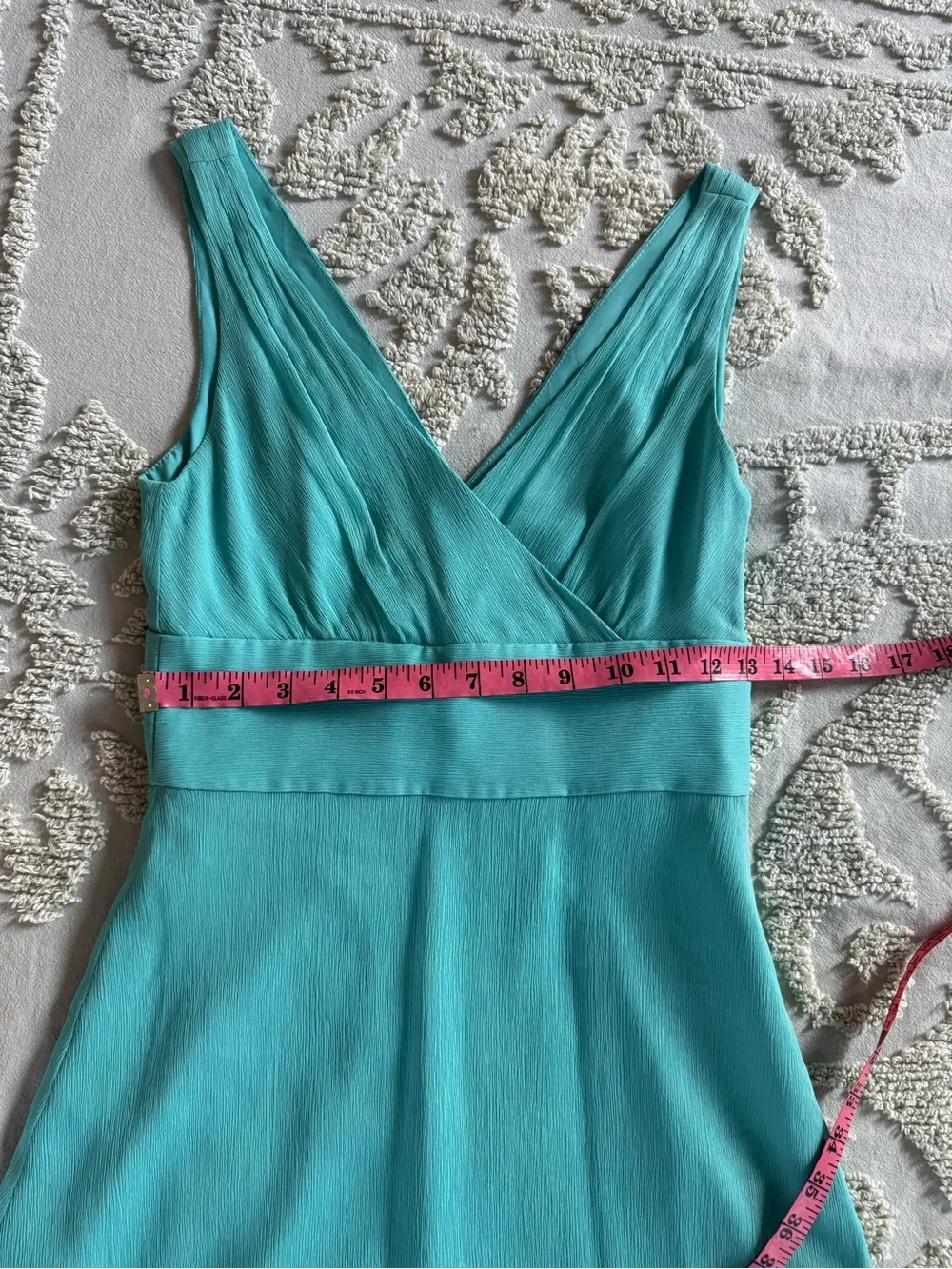 J.Crew Sophia Silk Chiffon Turquoise Aqua V-Neck Midi Dress Size 2
